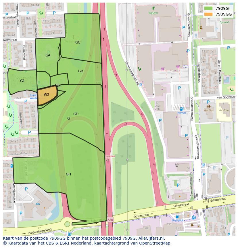 Afbeelding van het postcodegebied 7909 GG op de kaart.