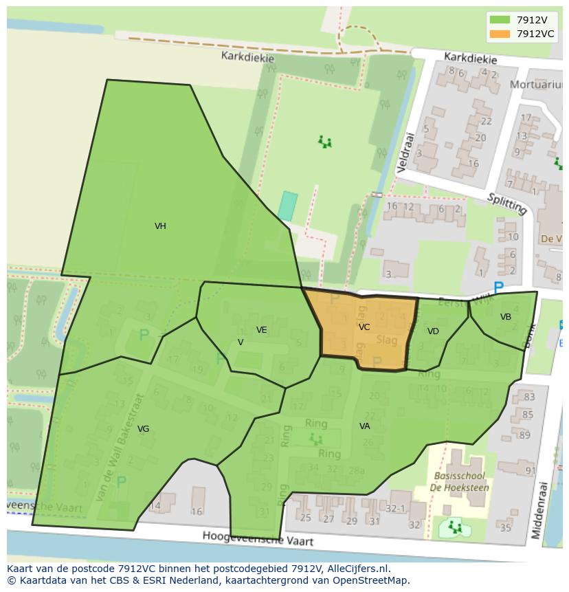 Afbeelding van het postcodegebied 7912 VC op de kaart.
