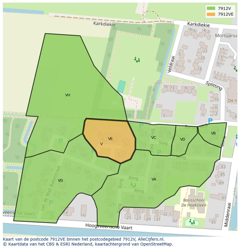 Afbeelding van het postcodegebied 7912 VE op de kaart.