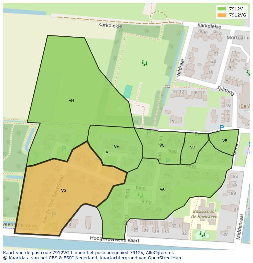 Afbeelding van het postcodegebied 7912 VG op de kaart.