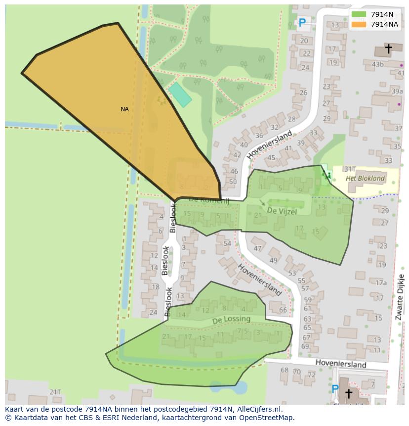 Afbeelding van het postcodegebied 7914 NA op de kaart.