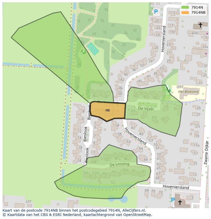 Afbeelding van het postcodegebied 7914 NB op de kaart.