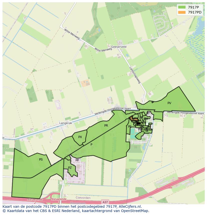 Afbeelding van het postcodegebied 7917 PD op de kaart.