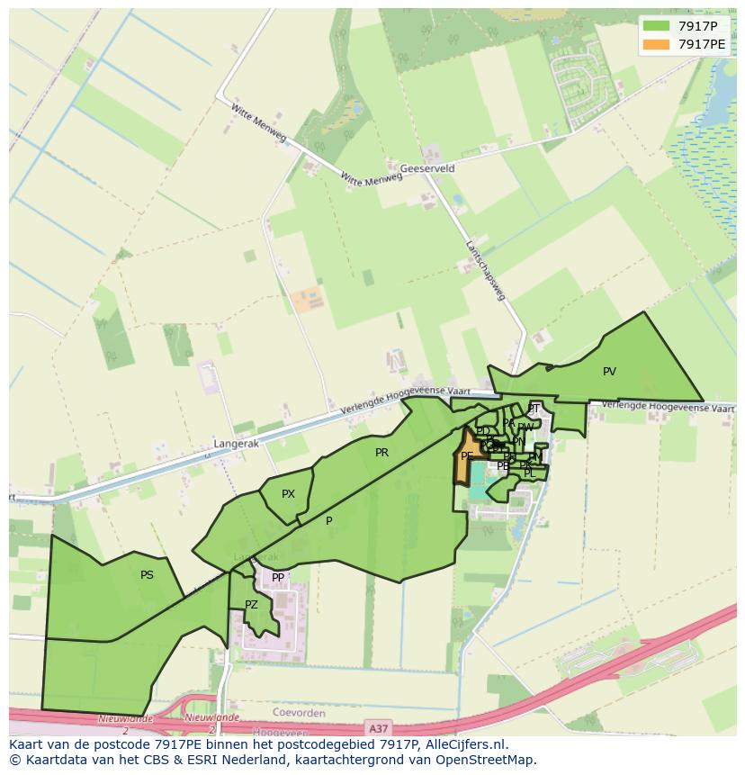 Afbeelding van het postcodegebied 7917 PE op de kaart.