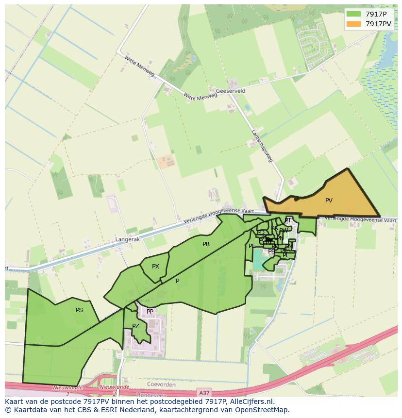 Afbeelding van het postcodegebied 7917 PV op de kaart.