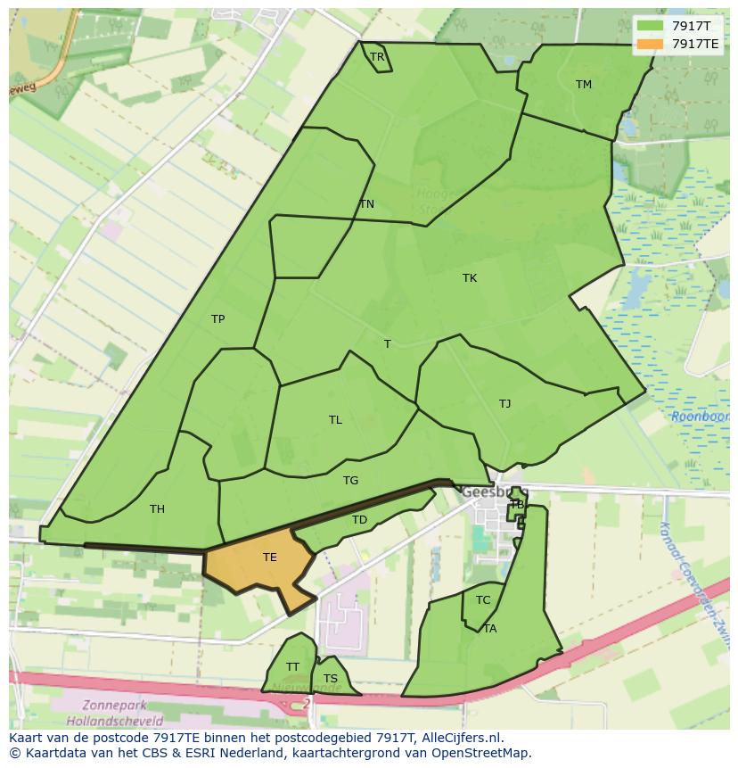 Afbeelding van het postcodegebied 7917 TE op de kaart.