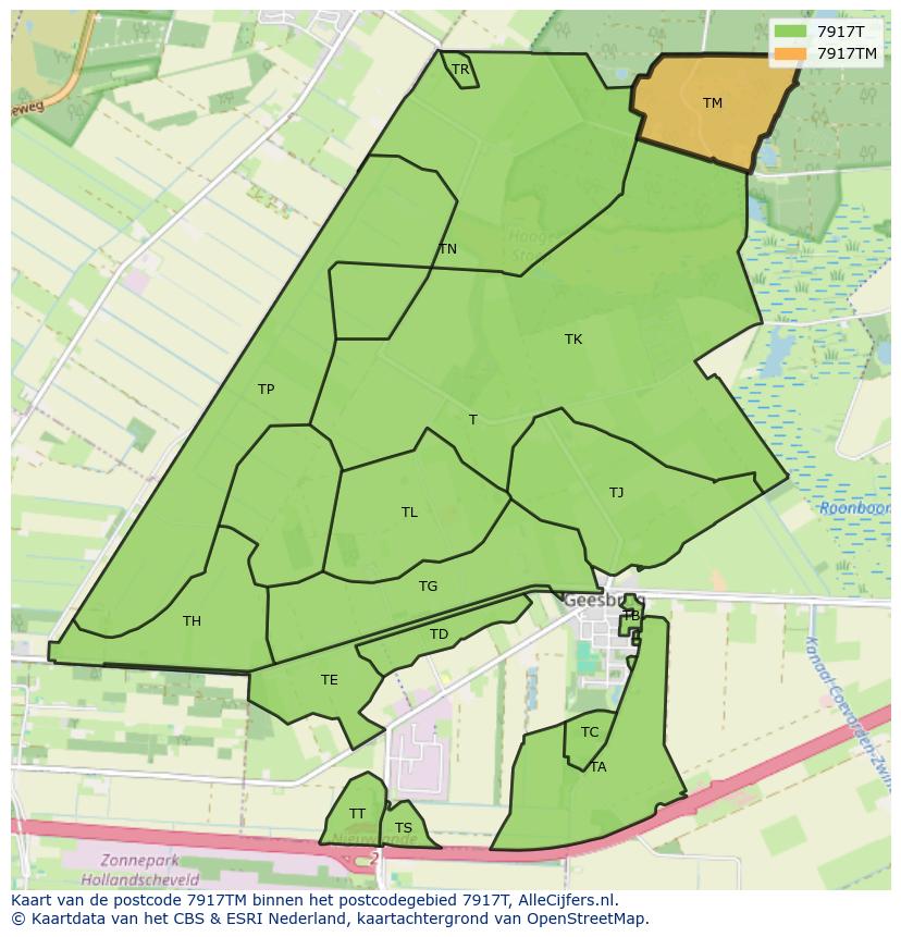 Afbeelding van het postcodegebied 7917 TM op de kaart.