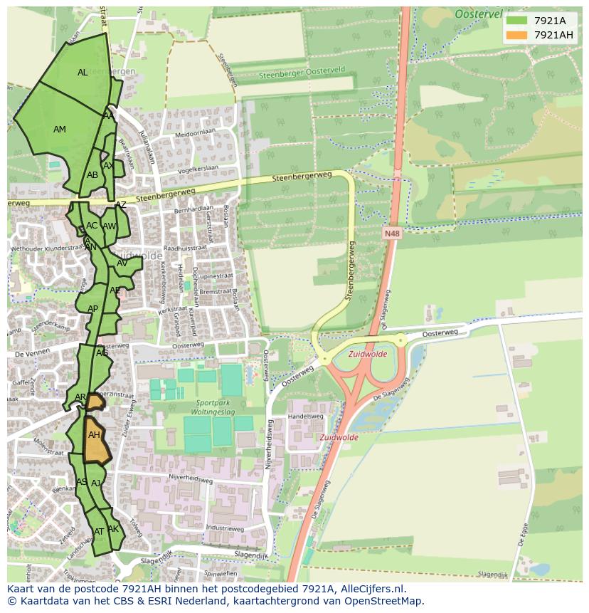 Afbeelding van het postcodegebied 7921 AH op de kaart.