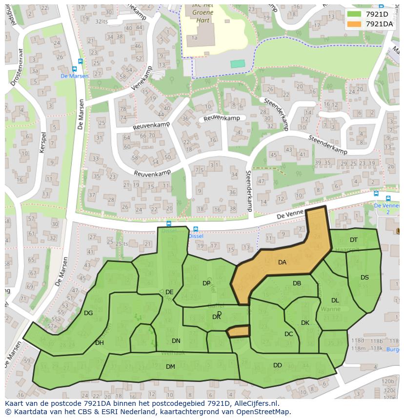 Afbeelding van het postcodegebied 7921 DA op de kaart.