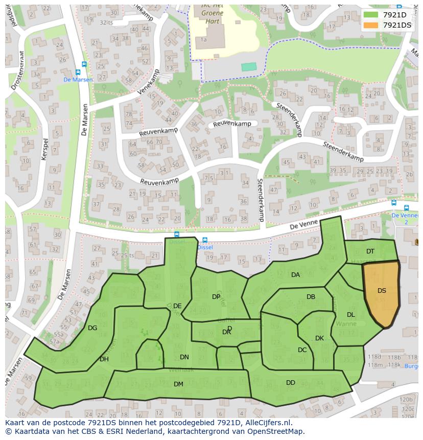 Afbeelding van het postcodegebied 7921 DS op de kaart.