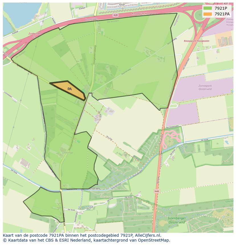 Afbeelding van het postcodegebied 7921 PA op de kaart.