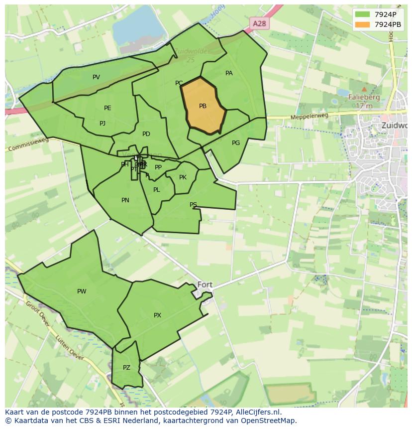 Afbeelding van het postcodegebied 7924 PB op de kaart.