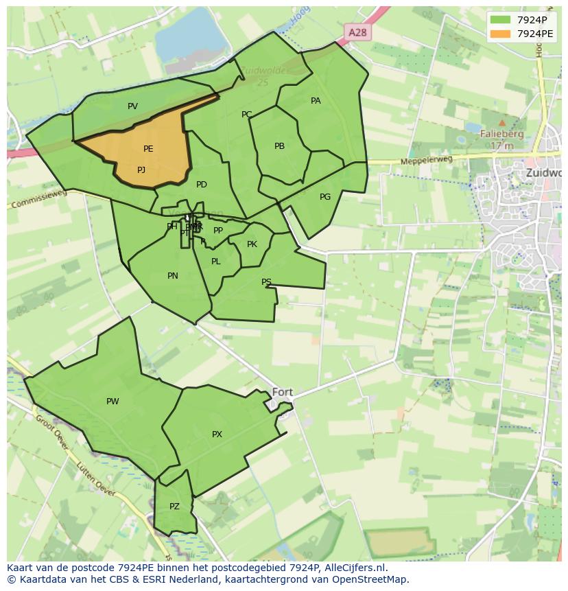 Afbeelding van het postcodegebied 7924 PE op de kaart.