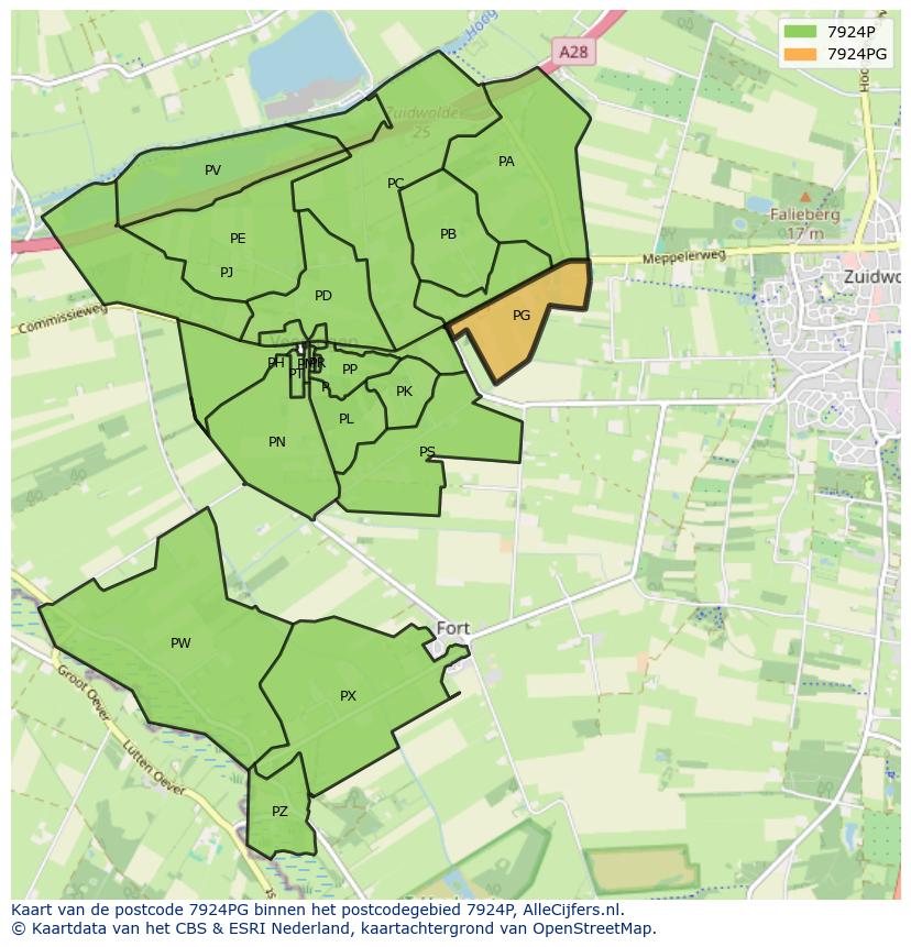 Afbeelding van het postcodegebied 7924 PG op de kaart.