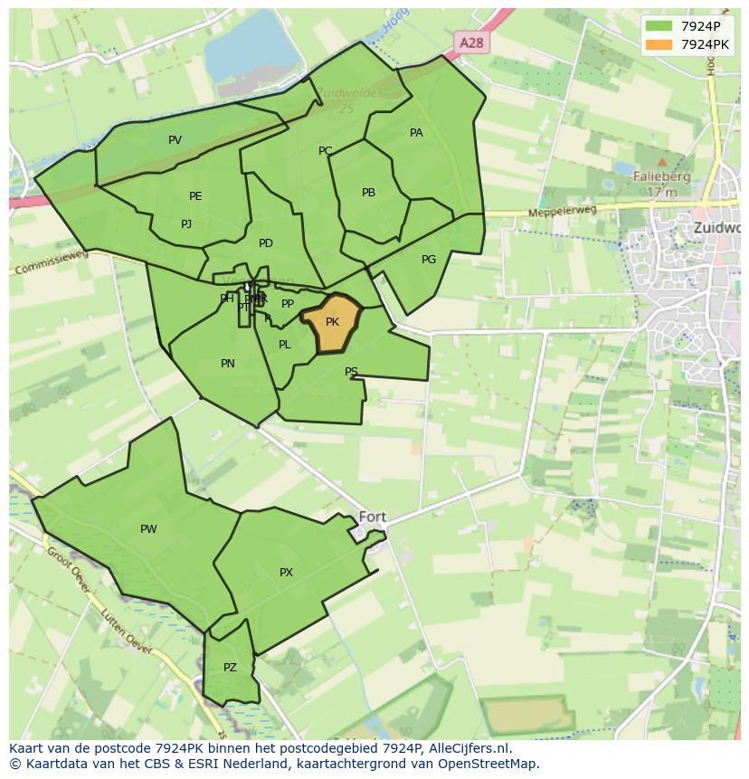 Afbeelding van het postcodegebied 7924 PK op de kaart.