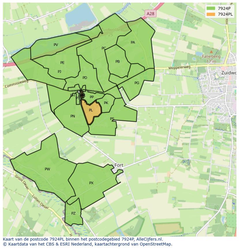 Afbeelding van het postcodegebied 7924 PL op de kaart.