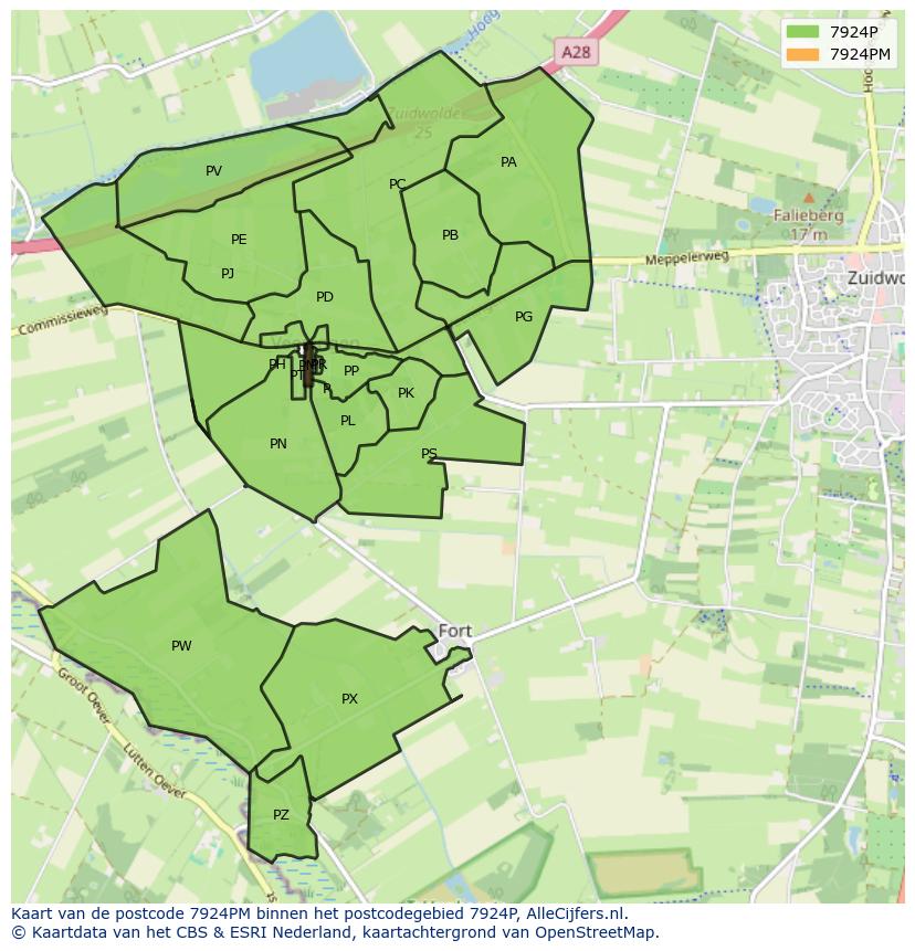 Afbeelding van het postcodegebied 7924 PM op de kaart.