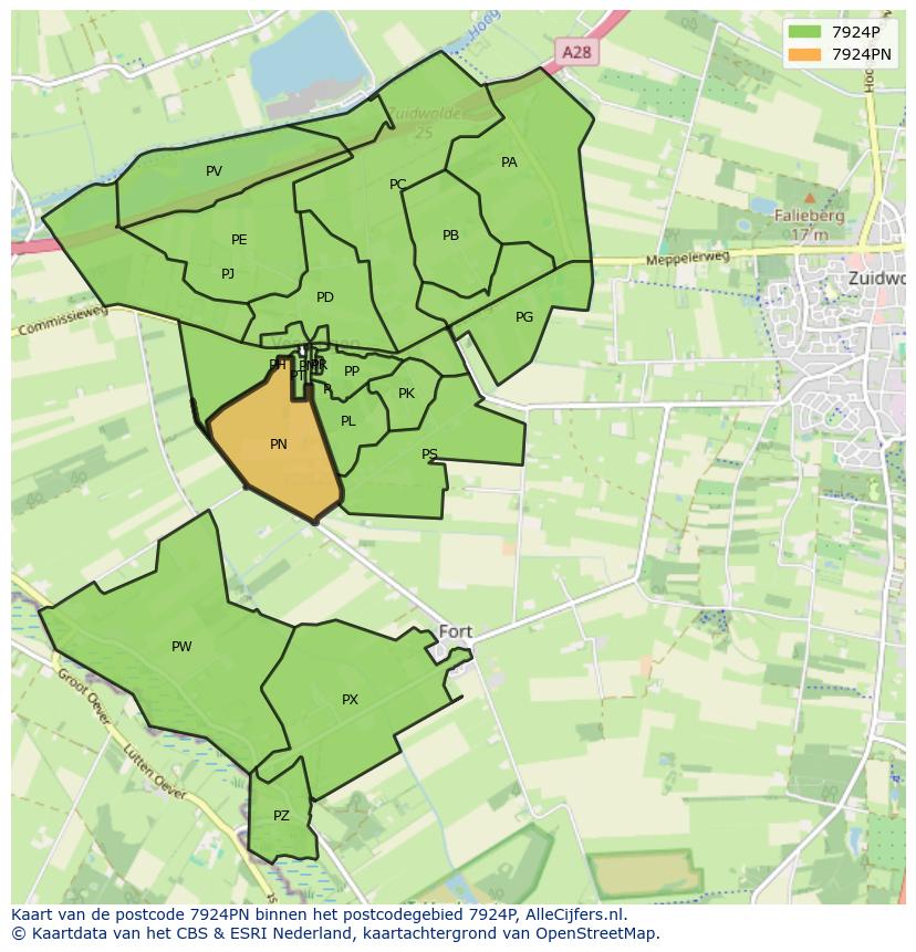 Afbeelding van het postcodegebied 7924 PN op de kaart.