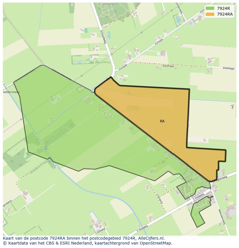 Afbeelding van het postcodegebied 7924 RA op de kaart.