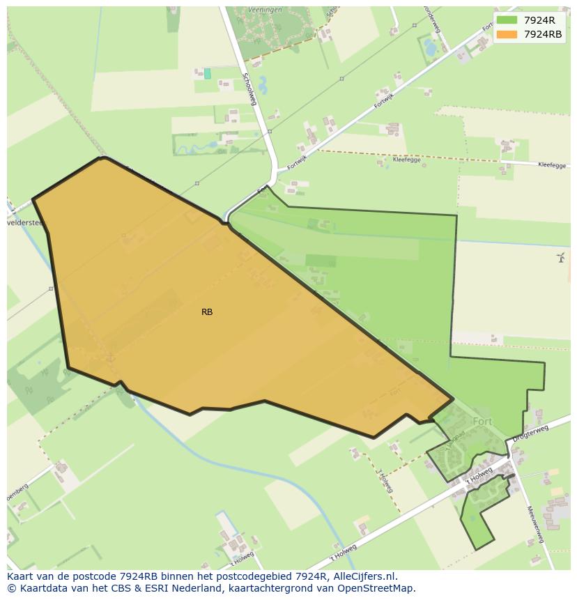 Afbeelding van het postcodegebied 7924 RB op de kaart.