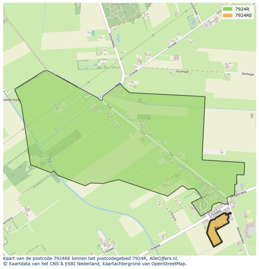 Afbeelding van het postcodegebied 7924 RE op de kaart.