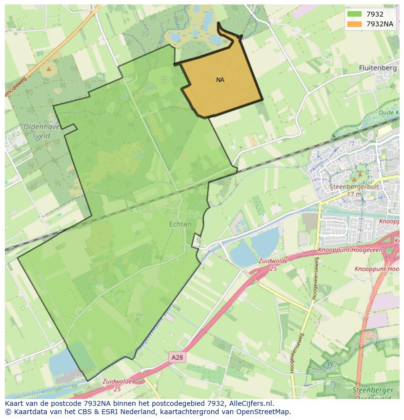 Afbeelding van het postcodegebied 7932 NA op de kaart.