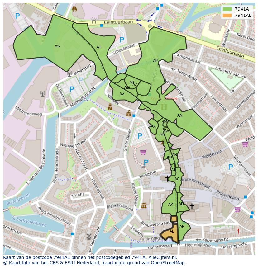 Afbeelding van het postcodegebied 7941 AL op de kaart.