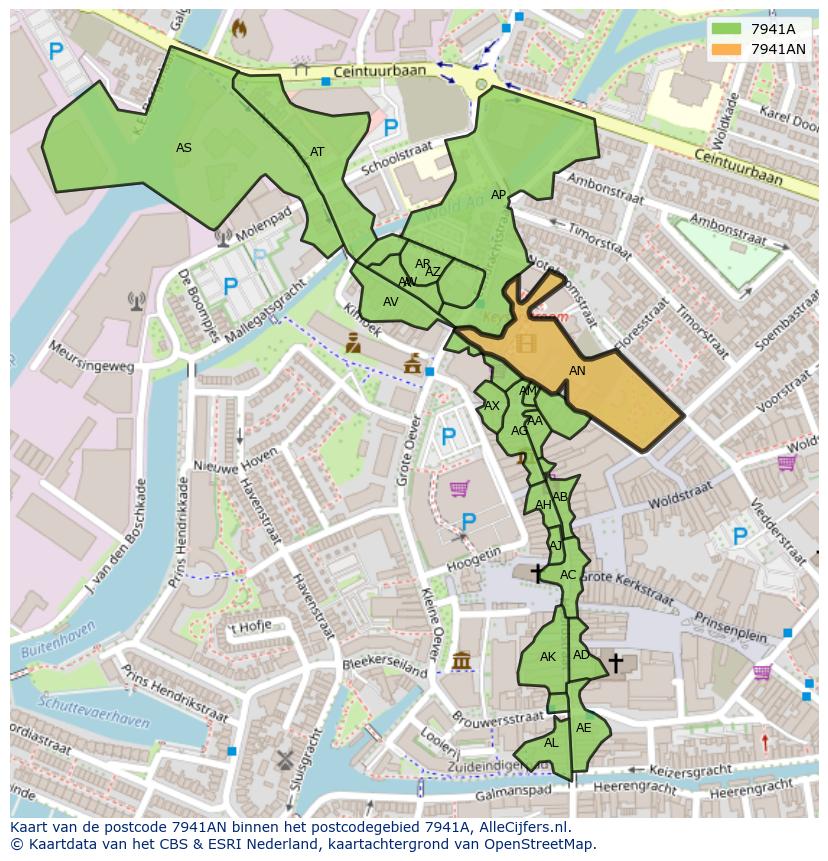 Afbeelding van het postcodegebied 7941 AN op de kaart.