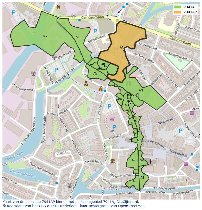 Afbeelding van het postcodegebied 7941 AP op de kaart.