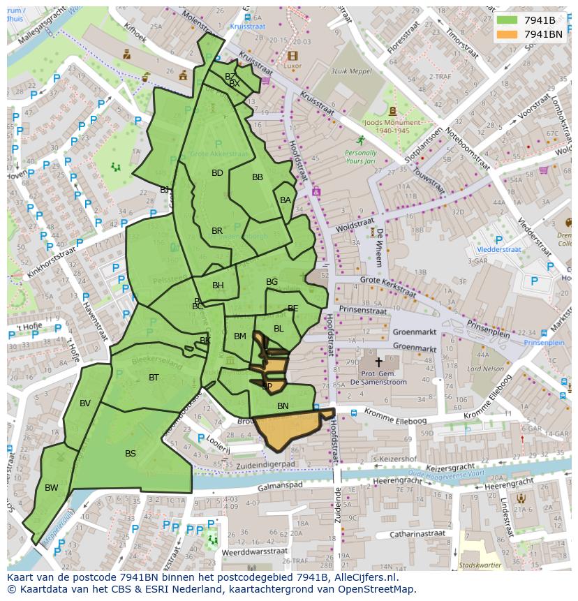 Afbeelding van het postcodegebied 7941 BN op de kaart.
