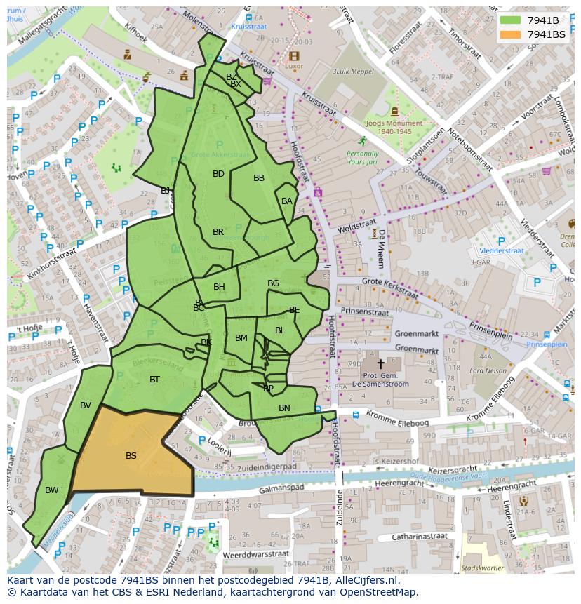 Afbeelding van het postcodegebied 7941 BS op de kaart.