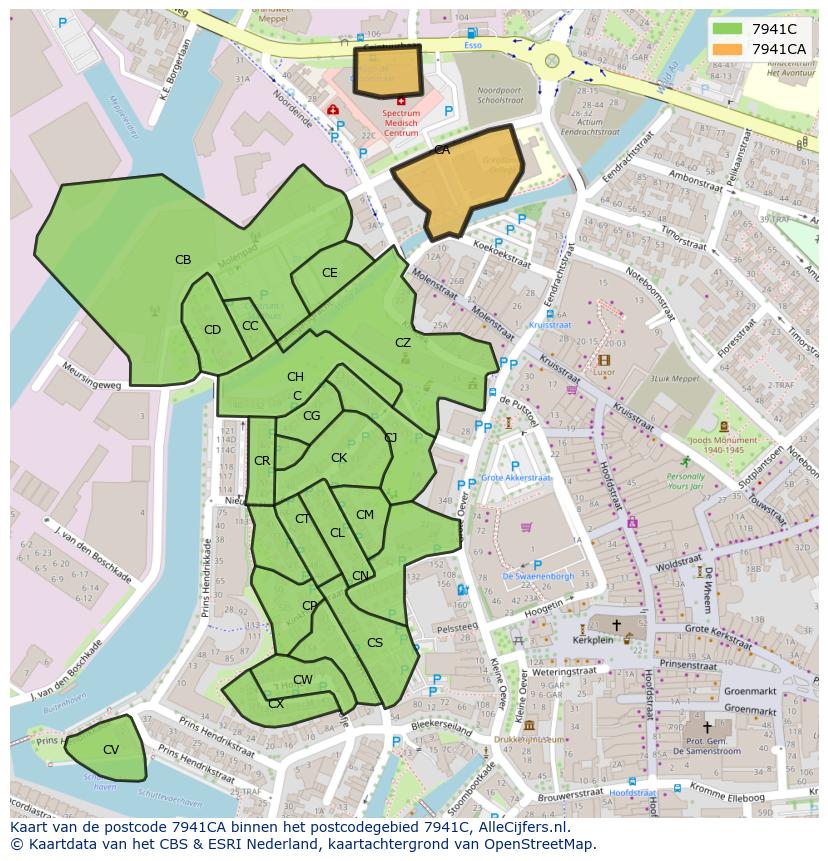 Afbeelding van het postcodegebied 7941 CA op de kaart.