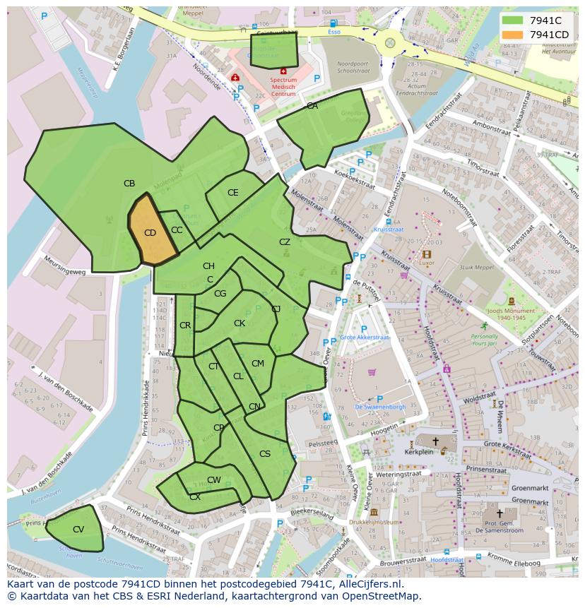 Afbeelding van het postcodegebied 7941 CD op de kaart.