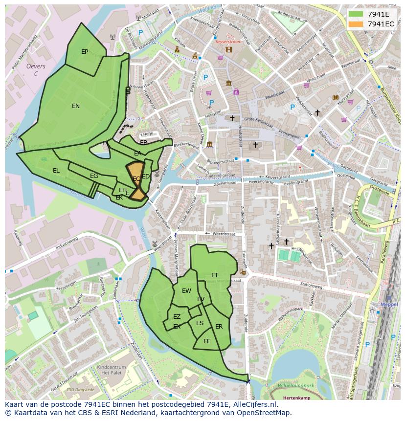 Afbeelding van het postcodegebied 7941 EC op de kaart.