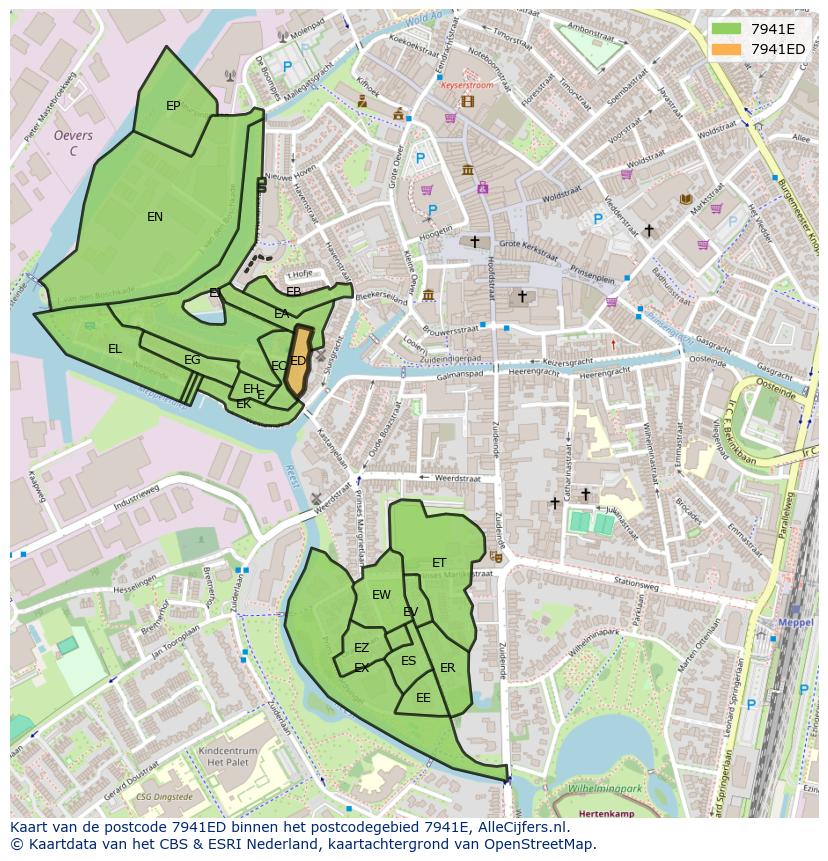 Afbeelding van het postcodegebied 7941 ED op de kaart.