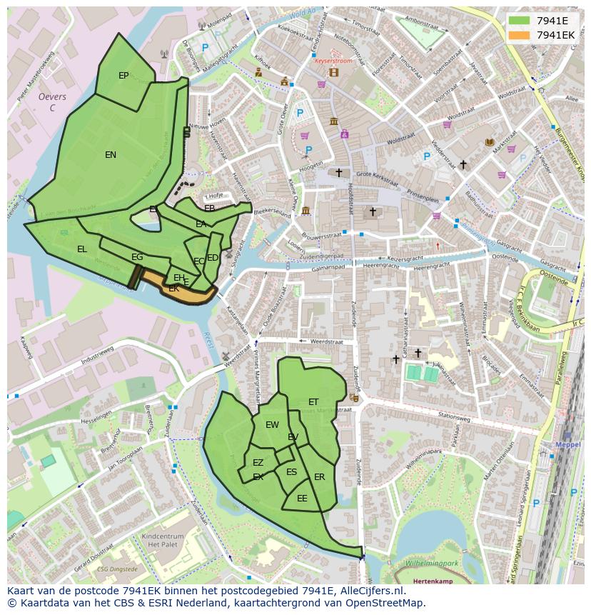 Afbeelding van het postcodegebied 7941 EK op de kaart.