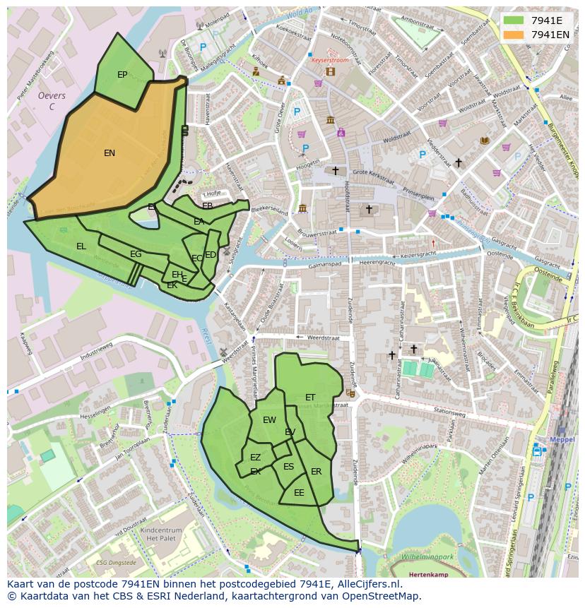 Afbeelding van het postcodegebied 7941 EN op de kaart.
