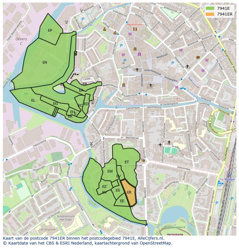 Afbeelding van het postcodegebied 7941 ER op de kaart.