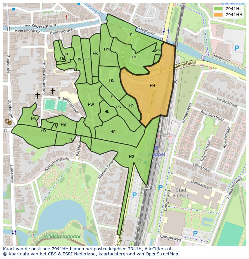Afbeelding van het postcodegebied 7941 HH op de kaart.