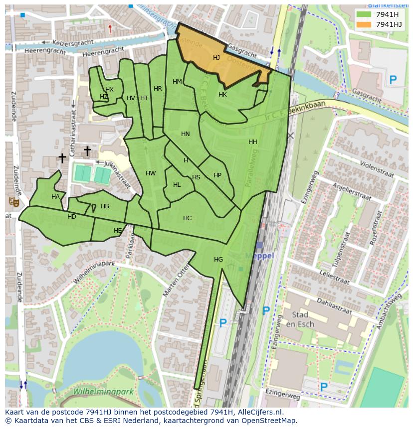 Afbeelding van het postcodegebied 7941 HJ op de kaart.