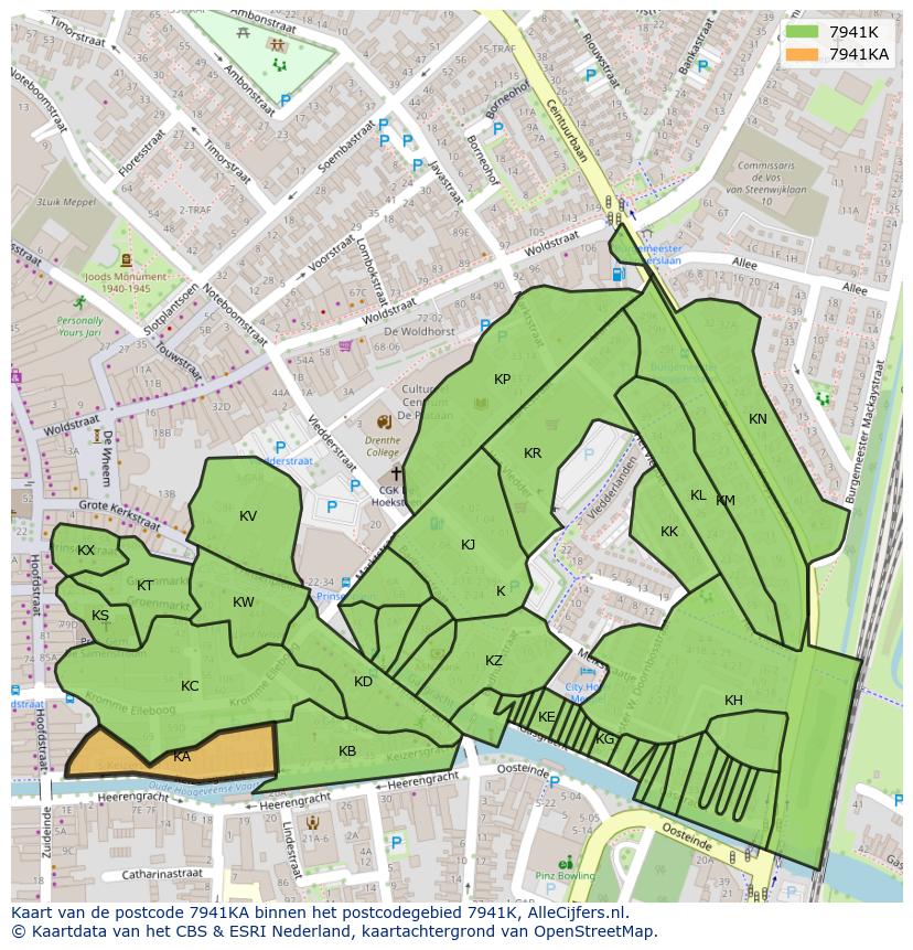 Afbeelding van het postcodegebied 7941 KA op de kaart.