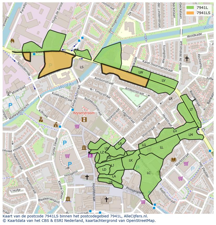 Afbeelding van het postcodegebied 7941 LS op de kaart.