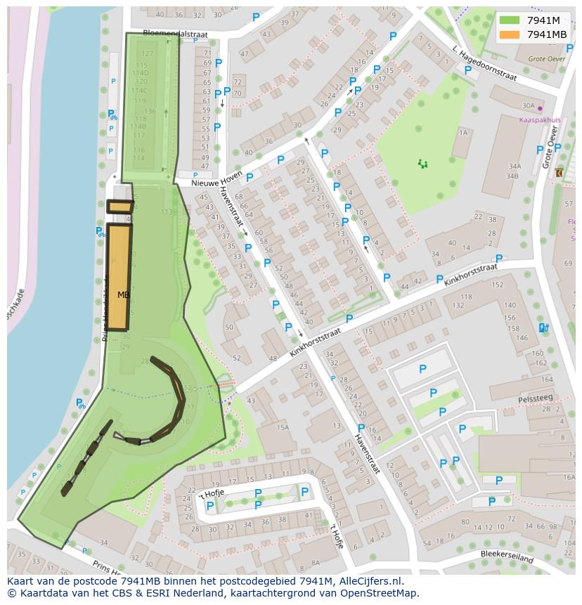 Afbeelding van het postcodegebied 7941 MB op de kaart.