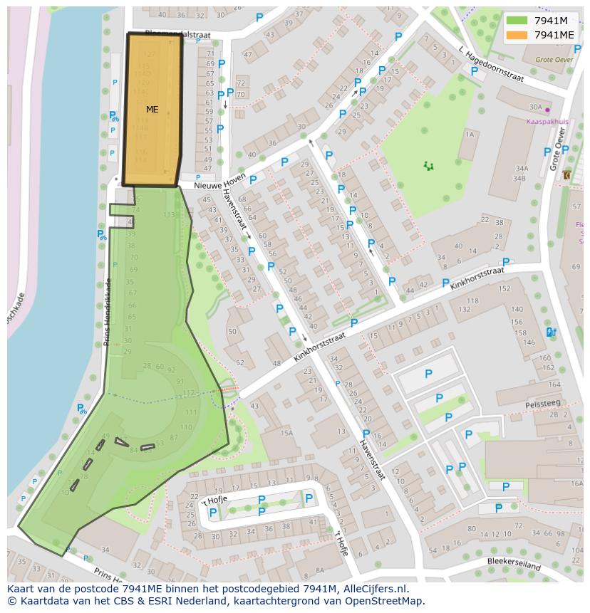 Afbeelding van het postcodegebied 7941 ME op de kaart.
