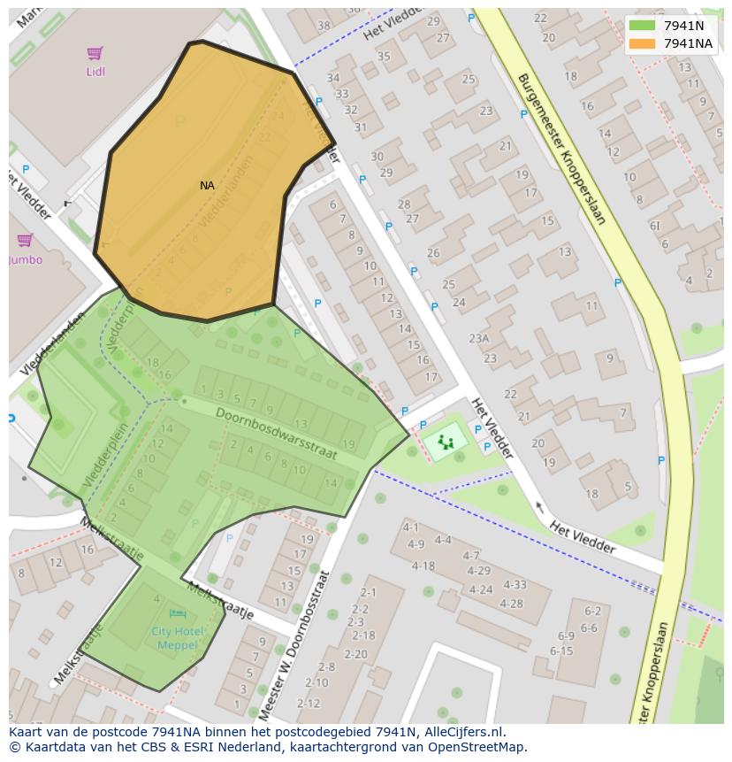 Afbeelding van het postcodegebied 7941 NA op de kaart.