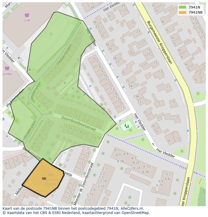 Afbeelding van het postcodegebied 7941 NB op de kaart.