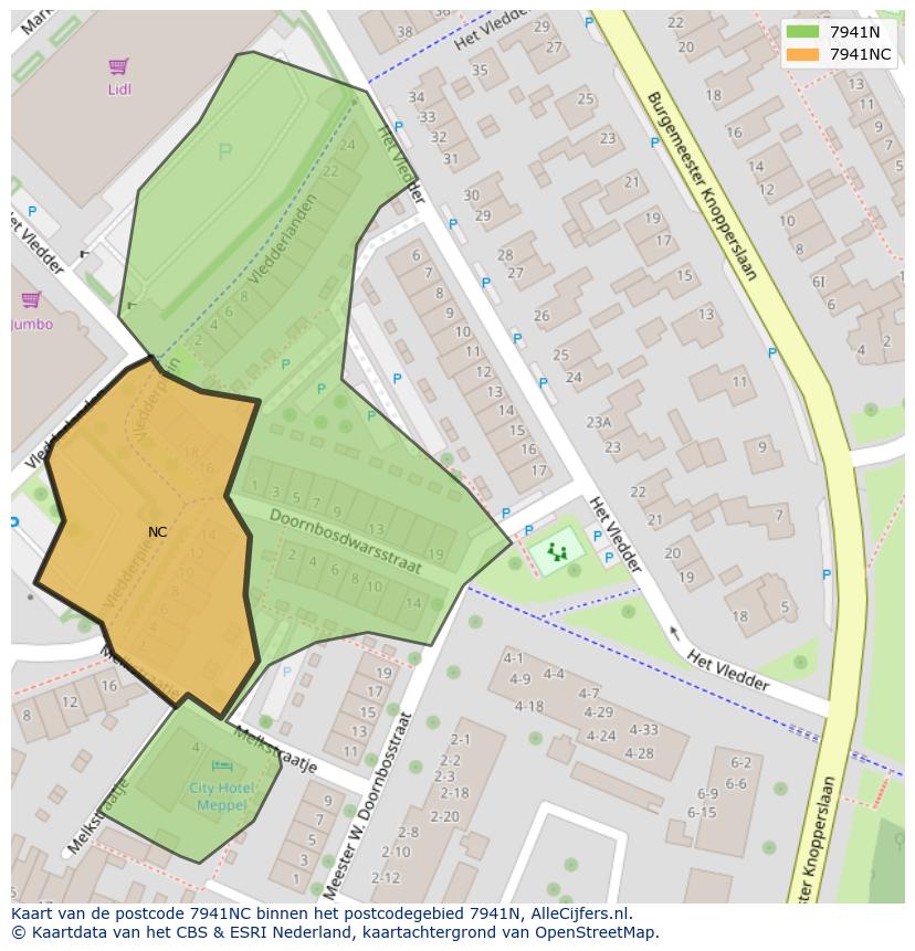 Afbeelding van het postcodegebied 7941 NC op de kaart.