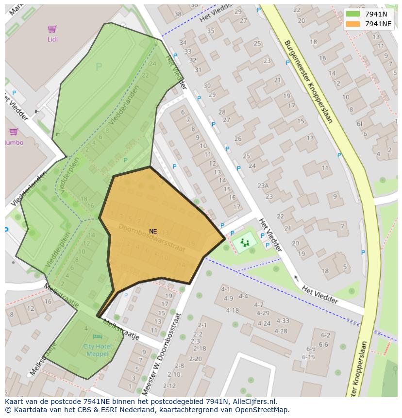 Afbeelding van het postcodegebied 7941 NE op de kaart.