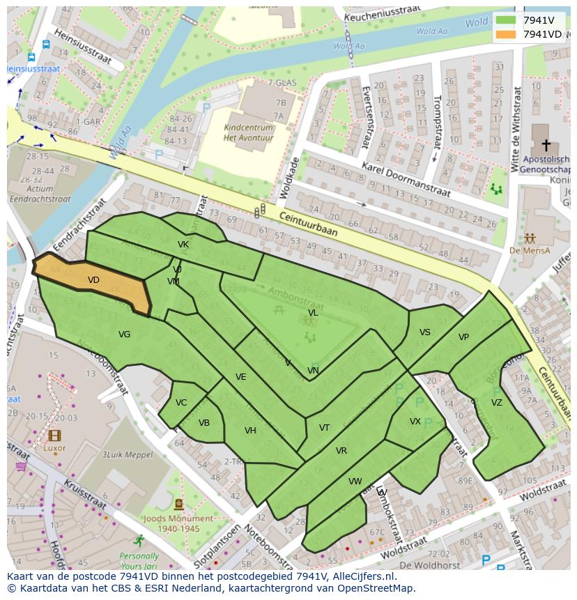 Afbeelding van het postcodegebied 7941 VD op de kaart.