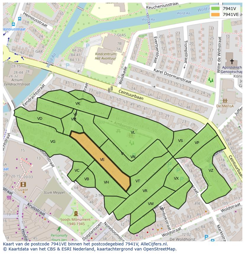 Afbeelding van het postcodegebied 7941 VE op de kaart.